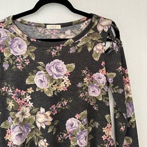 Medium Charcoal Gray + Lavender Floral Dress